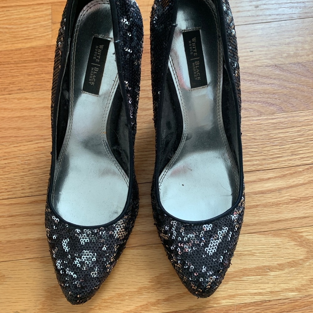 Black/silver sequin heels White House black market sz 9